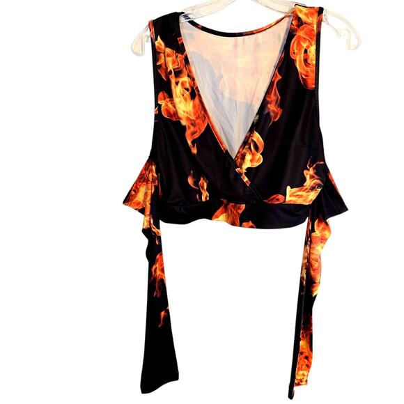 Women's Medium Black Orange Bare Shoulder Long Sleeves Top Shirt Miss 8 10 M - Picture 1 of 6